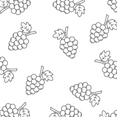 Grapes black and white retro, vintage background, vector illustration