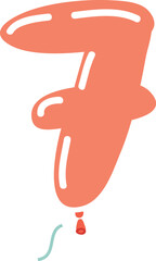 Cartoon ste of colored and isolated balloon number shape icon set with. Cute english, latin abc. Elements for decorated, card, Birhday and party. 7, seven