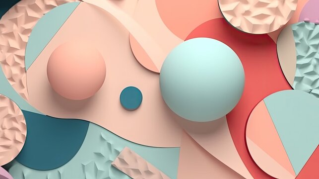 Abstract shapes with a pastel color scheme and a playful style created with generative AI technology