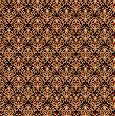 Baroque Seamless Pattern. Oriental vector classic brown and golden ornament. Seamless abstract pattern.