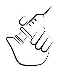 hand, needle, cosmetology, beauty hand drawn on white background icon illustration on transparent background