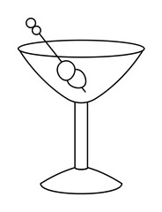 Cocktail drink icon illustration on transparent background