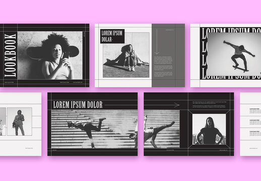 Modernes Schwarzwei&szlig;-Lookbook-Layout