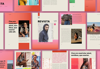 Diseño De Revista Cuadriculado Rosa
