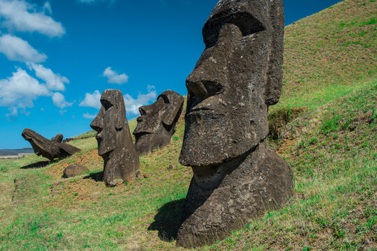 Moai at Te Ata Hero in Hanga Roa; Easter Island, Chile