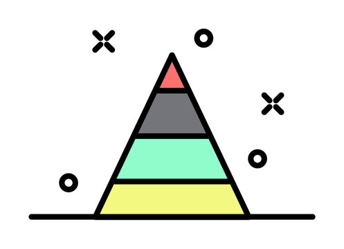 pyramid diagram colored icon illustration on transparent background