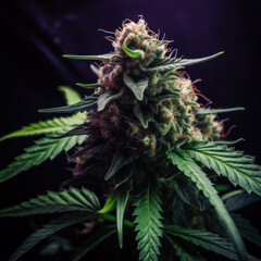 ganja plant high detailed realistic with black background