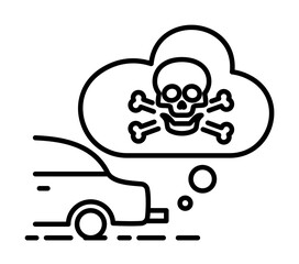 Car, toxic, skull icon illustration on transparent background