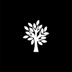 Outline tree plant pot icon for web design isolated on black background