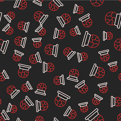 Line Magic ball icon isolated seamless pattern on black background. Crystal ball. Vector