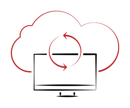 cloud synchronize icon illustration on transparent background