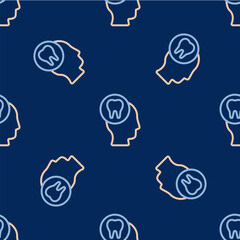 Line Toothache icon isolated seamless pattern on blue background. Vector