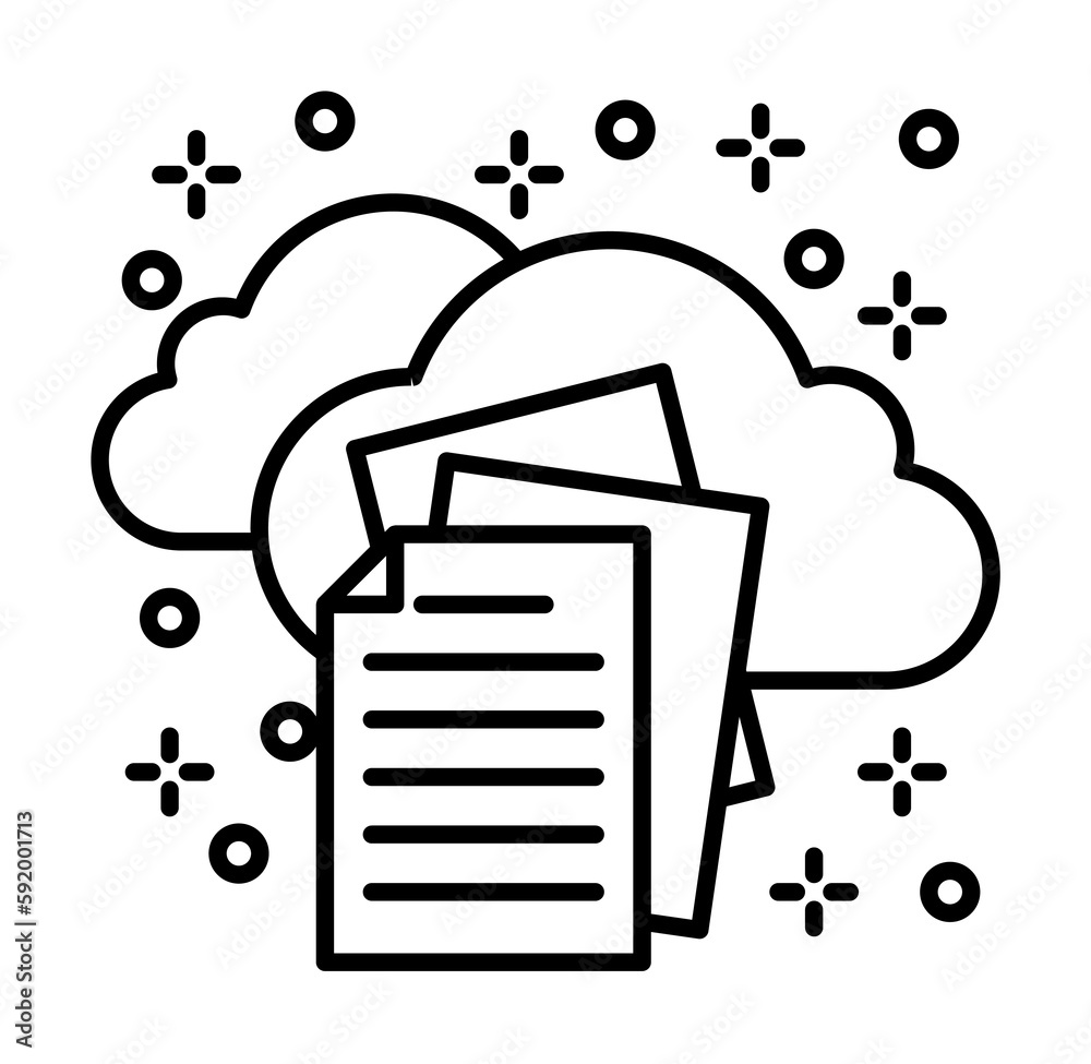 Sticker computer upload cloud paper icon illustration on transparent background