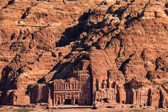 View of the Royal Tombs in Petra, Jordan; Petra, Jordan