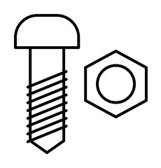 bolt and nut outline icon illustration on transparent background