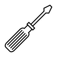 screwdriver outline icon illustration on transparent background