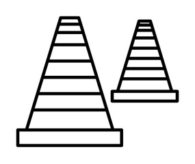 road cones outline icon illustration on transparent background