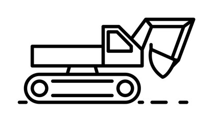 excavator outline icon illustration on transparent background