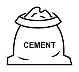 bag of cement outline icon illustration on transparent background