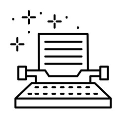 Typewriter writing icon illustration on transparent background