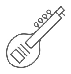 Diwali, sitar, musical instrument icon illustration on transparent background