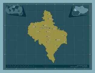 Ivano-Frankivs'k, Ukraine. Solid. Labelled points of cities