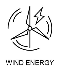 wind energy outline icon illustration on transparent background