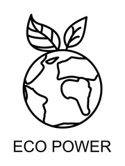 eco power outline icon illustration on transparent background
