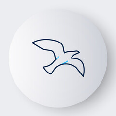 Line Bird seagull icon isolated on white background. Colorful outline concept. Vector