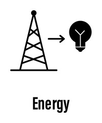 Energy with description icon illustration on transparent background
