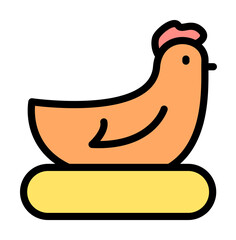 Obraz premium Hen, nest icon illustration on transparent background
