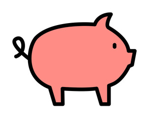 Pig, animal icon illustration on transparent background