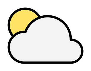 Cloud, sun icon illustration on transparent background
