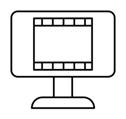 Computer, film ribbon icon illustration on transparent background