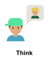 think, male color icon illustration on transparent background