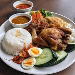 Taste of Indonesia: Delectable Nasi Ayam Geprek Served with Style Created Using Generative Ai