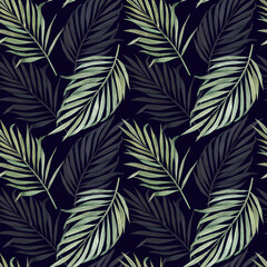 Seamless pattern with watercolor tropical leaves. Hand drawn watercolor design in Hawaiian style. Illustration can be used for gift wrapping, background, as a print for any printing products.