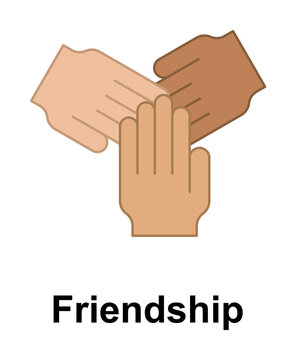 hands, friendship color icon illustration on transparent background