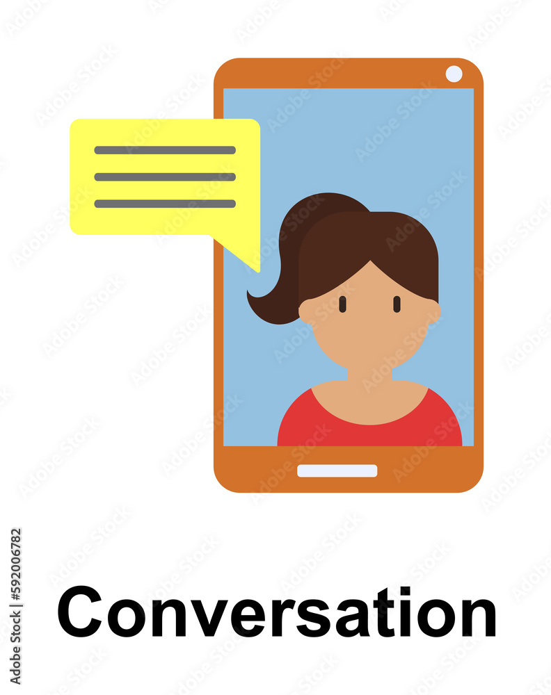 Poster video chat, smartphone color icon illustration on transparent background