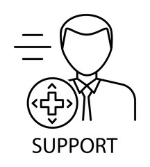 game support outline icon illustration on transparent background