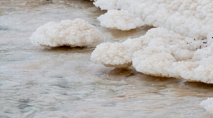 Fototapeta na wymiar closeup of salt rock formation, Dead Sea, Jordan