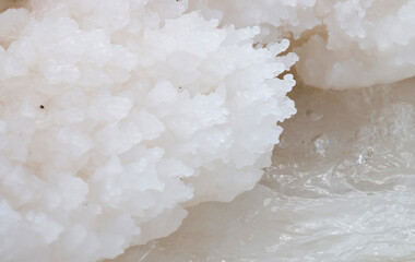 close-up of salt crystals at Dead Sea, JOrdan