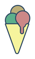 ice cream in horn colored dusk style icon illustration on transparent background