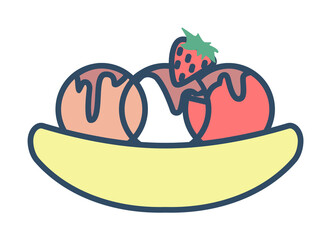 fruit ice cream colored dusk style icon illustration on transparent background