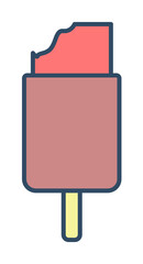 bitten ice cream colored dusk style icon illustration on transparent background