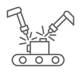 Industry flat, factory, industrial, machine, manufacturing technology welding on white background icon illustration on transparent background