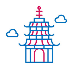 Fototapeta na wymiar Japan, pagoda icon illustration on transparent background