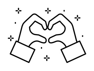 Hand, heart icon illustration on transparent background