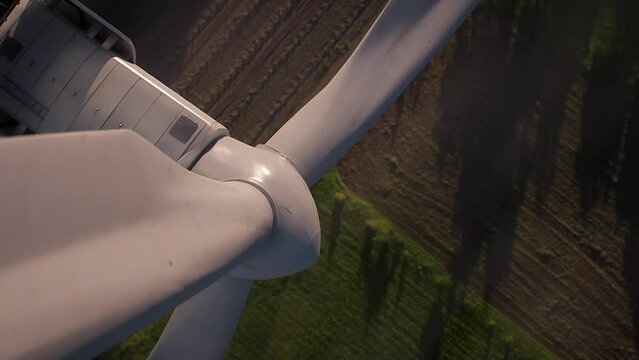 Wind Turbine Aerial Close View