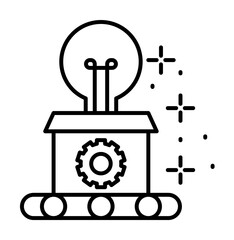 Box light bulb gear icon illustration on transparent background